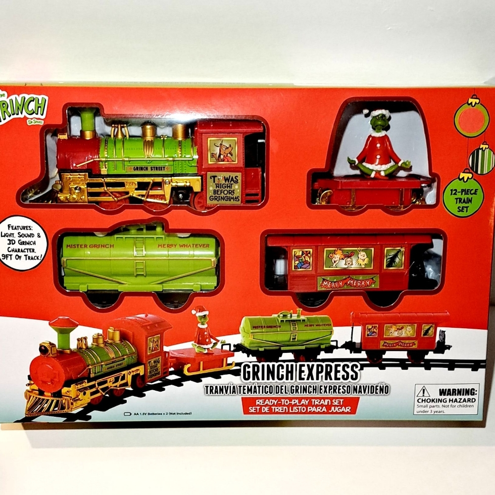 Dr. Seuss The Grinch Christmas Holiday Express Play Train Set 12pc Decor